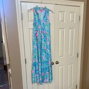 Lilly Pulitzer Blue and Pink Maxi Dress